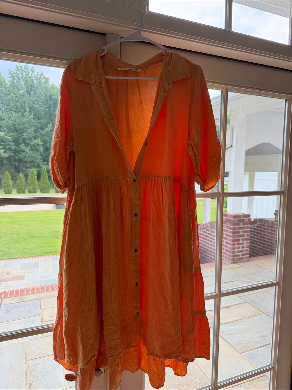 Given kale Women's Button-Front Orange Midi Dress size medium